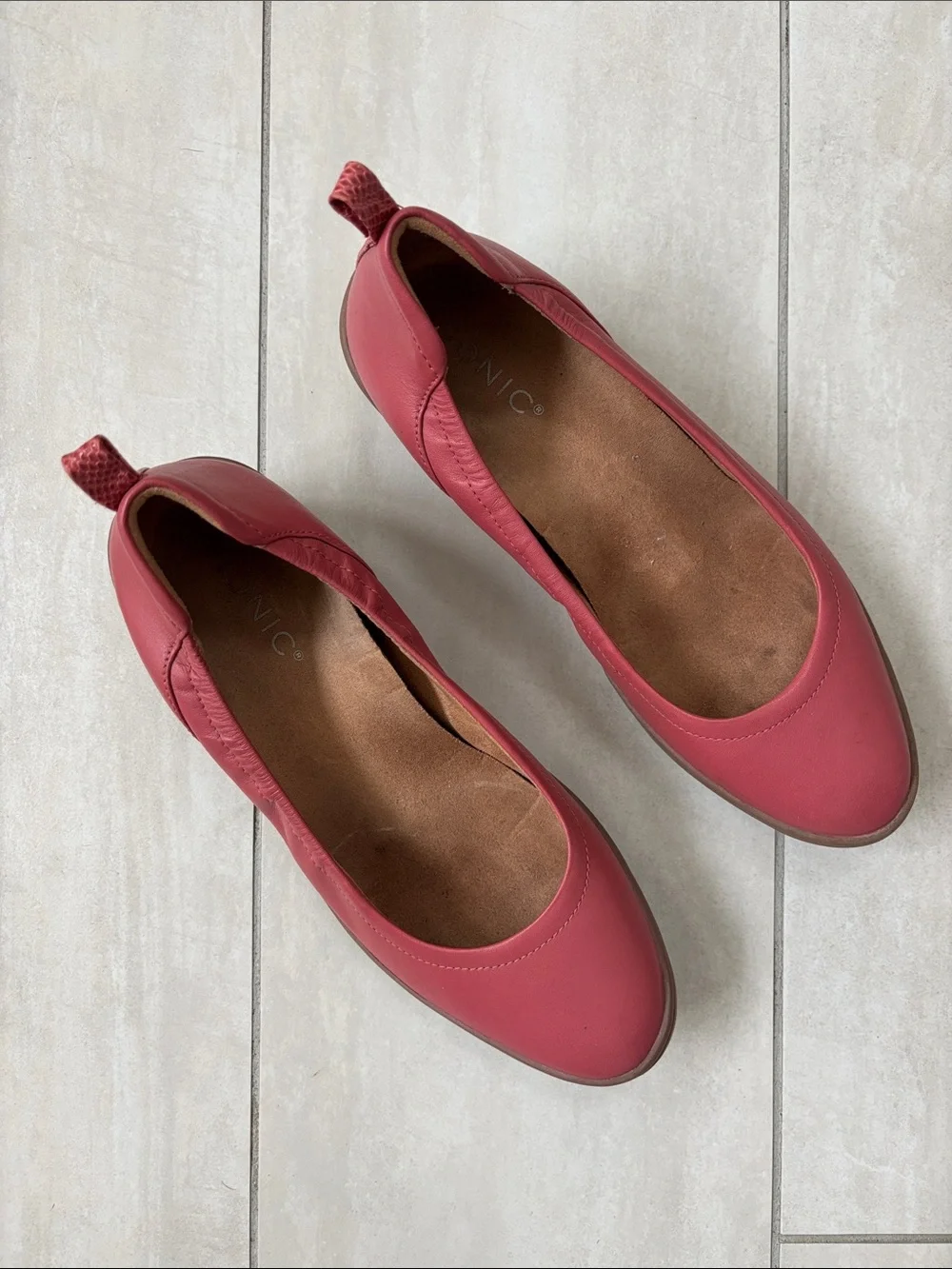 Vionic Jacey Wedge Leather Almond Toe Dusty Cedar Pink 8